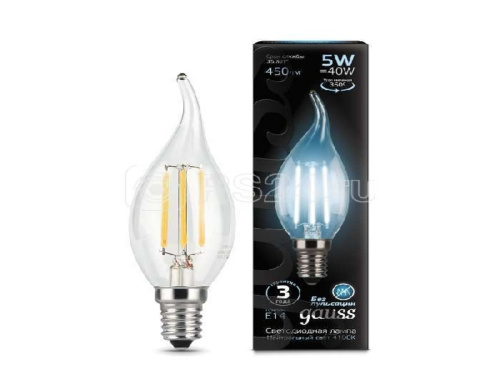 Лампа светодиодная GAUSS Filament Свеча на ветру E14 5Вт 4100К