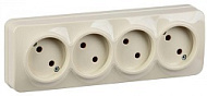 Розетка 4-м ОП IEK GLORY РС24-2-ХК 10А без заземл. крем. ERH40-K33-10