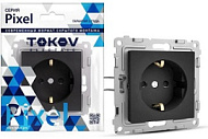 1792325 Розетка 1-м СП Pixel 16А IP20 с заземл. механизм карбон TOKOV ELECTRIC TKE-PX-R1Z-C14