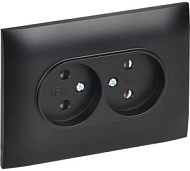 Розетка 2-м SKANDY 10А без заземл. без защ. шторок в сборе SK-R10Bl черн. IEK SK-R20-10-K02-F