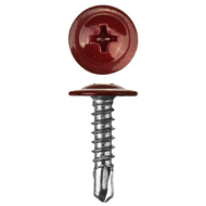 Саморез пресс-шайба 4,2х16мм сверло темно-красный RAL 3005 200 шт/ведро