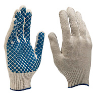 67713 Перчатки трикотажные, ПВХ-покрытие "Шахматный облив", 10 класс, Россия