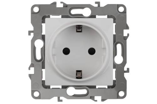 1193566 Механизм розетки 1-м СП Эра12 12-2102-01 16А IP20 16AX 250В 2P+E Schuko защ. шторки бел. Эра