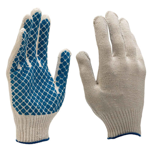 67713 Перчатки трикотажные, ПВХ-покрытие "Шахматный облив", 10 класс, Россия