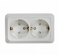 Розетка 2-м IN HOME BOLLETO защ. шторки с заземл. накл. 7128х бел. ASD