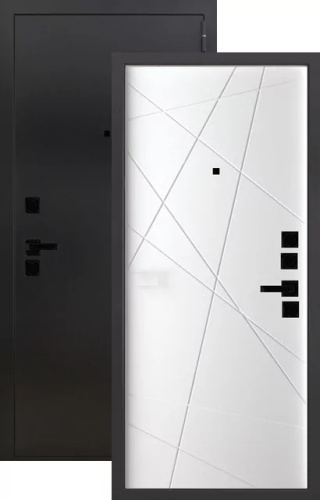 Дверь металлическая Паутинка 2050*860мм Букле черный/белый матовый, правая