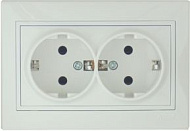 193138 Розетка Lezard Mira 2-м СП с/з керам. белый, 701-0202-127