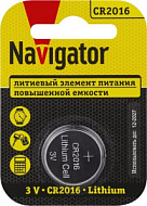 Элемент питания литиевый CR2016 93 821 NBT-CR2016-BP1 (блист.1шт) NAVIGATOR 93821