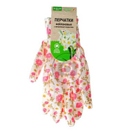 Перчатки нейлон облив нитрил с принтом белые с цветами 'Praktische Home' G-111-10