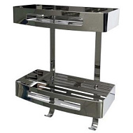 Полка для ванной Brimix, хром, 2 яруса, литая с крючками 5656