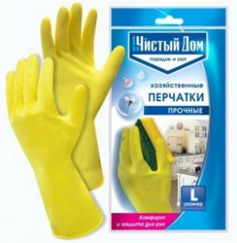Перчатки латексные "Чистый дом" прочные, размер M