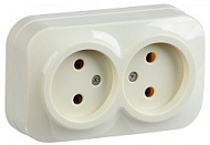 Розетка 2-м ОП IEK GLORY РС22-2-ХК 10А без заземл. крем. ERH20-K33-10