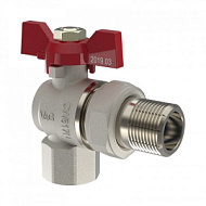 Кран шаровой угловой 3/4" с полусгоном никель внутренняя/наружная резьба