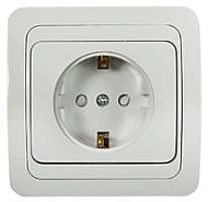 Розетка 1-м IN HOME CLASSICO защ. шторки с заземл. 2028x бел. ASD