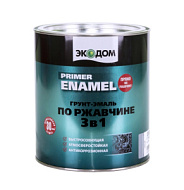Грунт- эмаль алкидная ЭКОДОМ 3 в 1 полуматовая, серый, 0,9 кг