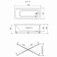 Ванна акриловая Прага 170*70*59 см