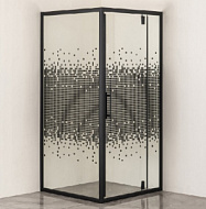 Душевое ограждение Comforty 30ВM, прозрачное стекло мозаика, черный профиль, 900*900*2000мм