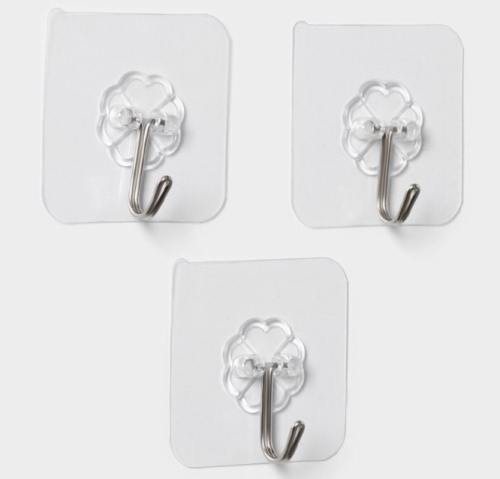 6894912 Крючки самоклеящиеся Доляна «Классика», 3 шт., цвет прозрачный