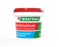 Краска ФЛАГМАН акриловая, интерьерная , белая, 1,0 кг