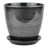 Горшок керамический Бутон, диаметр 15 см, 2 л, цвета черный, серебро