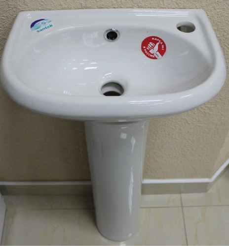 Раковина Santek Бриз 55, белый, с отверстием, пьедестал БИЦ