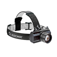 Фонарь налобный с зумом КОСМОС  3Вт ХРЕ литий 1200mAh зарядка micro USB шнур в компл.