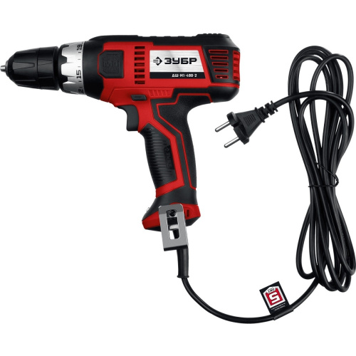 ДШ-М1-400-2 Дрель-шуруповерт ЗУБР сетевая, 400 Вт, 0-450/0-1800 об/мин