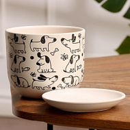 Горшок керам СОБАКИ белый бук №3 2,9л