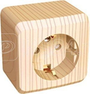 Розетка 1-м ОП Этюд Дача 16А защ. шторки с заземл. сосна SchE PA16-004D , 134017