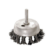 74468 Щетка для дрели Matrix, 65мм, "чашка" со шпилькой, крученая металлическая проволока