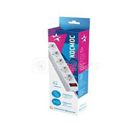 Удлинитель с сетевым фильтром 5х3м с заземл. 10А IP20 2.2кВт 3х0.75 индикатор сети бел. Космос FKsm3m-5g(W),472203