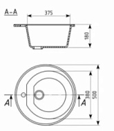 AG7C1 Мойка AGATA черная кварцевая круглая глянцевая 500х180 мм