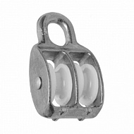 Блок для троса 25мм оцинкованный, двойной, нейлоный шкив 1шт/пакет