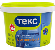 Краска акриловая ТЕКС интерьерная Влагостойкая 3кг белая