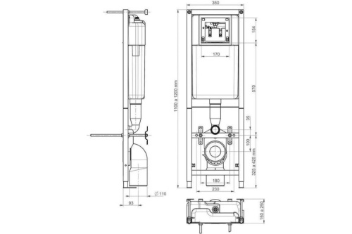 Инсталляция для подвесного унитаза Cersanit LEON NEW 40, составная механическая