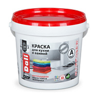 Краска влагостойкая Dali для кухни и ванной, База А, белая, 0,9л