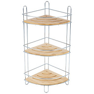 101247 Полка для ванной Рыжий Кот BAMBOO-05, 3 яруса, хром/бамбук, 19,5*19,5*48,5 см