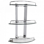 Полка для ванной Brimix, хром, угловая, 3 яруса, стекло 10103