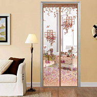 Сетка москитная `PRAKTISCHE` 0,45х2,1м-2штуки д/дверного проема с магнитами кофе с рисунком