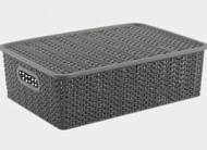 532118 Корзинка "Вязь" 7,5л 350х 245х105мм с крышкой (серый)