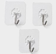 6894912 Крючки самоклеящиеся Доляна «Классика», 3 шт., цвет прозрачный