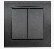 1991076 Выключатель 2-кл. СП Бриллиант 10А IP20 в сборе графит Universal 7947403-Gr