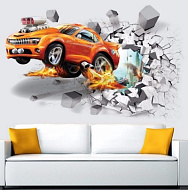 Наклейка 3Д интерьерная Гонка 70*50см