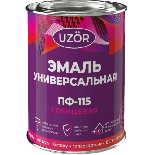 Эмаль алкидная ПФ-115 UZOR универсальная 0,8кг черная
