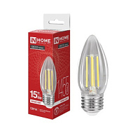 2006608 Лампа светодиодная LED-СВЕЧА-deco 15Вт свеча прозрачная 4000К E27 1455лм 230В IN HOME 469061
