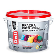 Краска Интерьерная для стен и потолков Dali, 9л, белая матовая