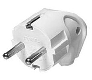 Вилка  Makel с заземлением угловая белая 10027