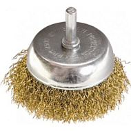 38517 Корщетка-чашка FIT, со штифтом, стальная латунированная волнистая проволока 75 мм