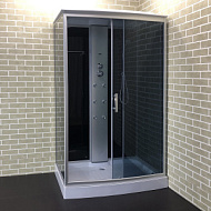 COMFORTY. Душевая кабина 303, стекло серое, задняя черная стеклянная панель,1200*800*2150