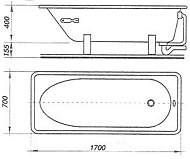 Ванна стальная Ligeya 1700*700*390 с рантом